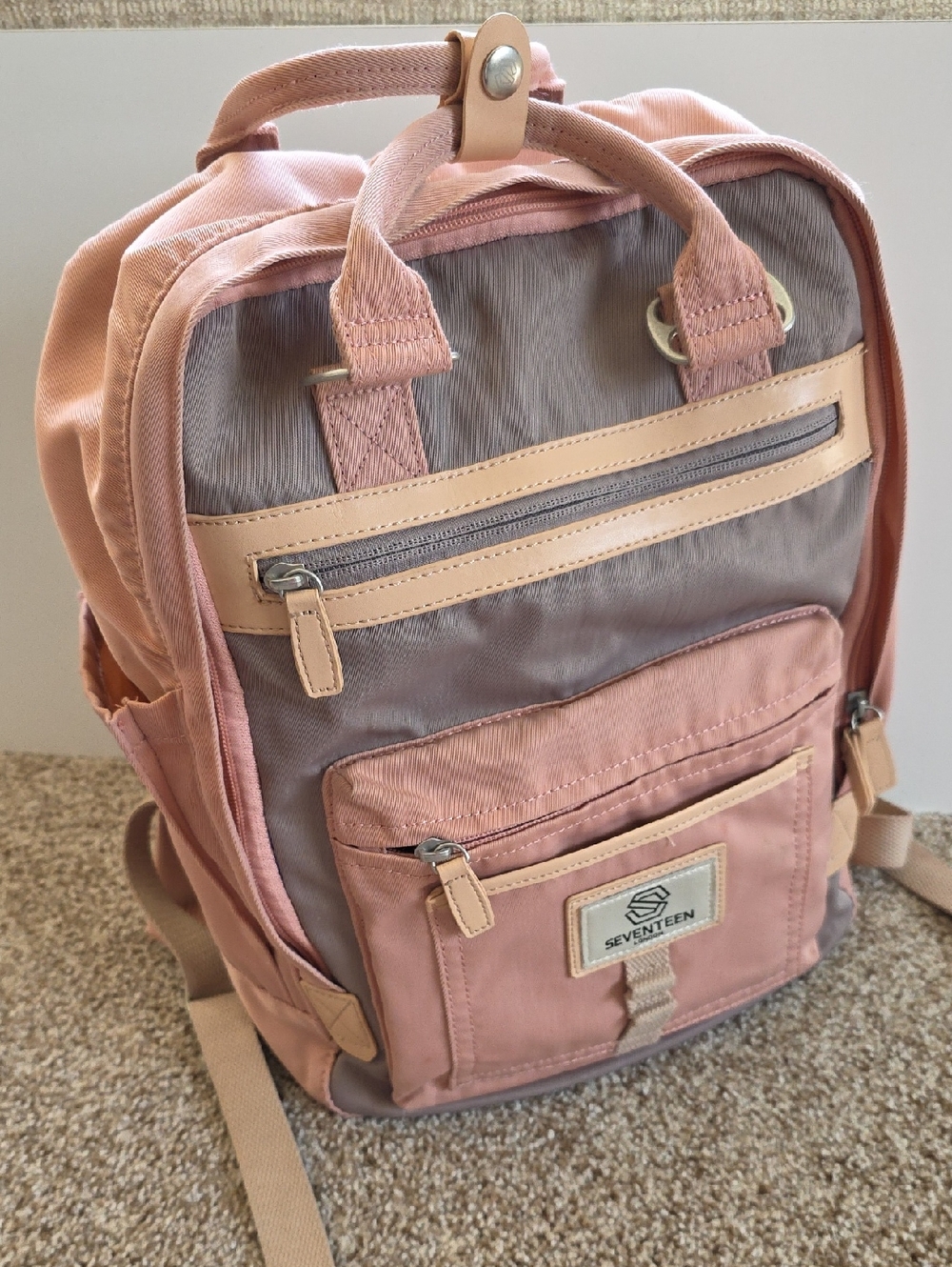 Seventeen London Wimbledon Backpack - Pink with Grey
